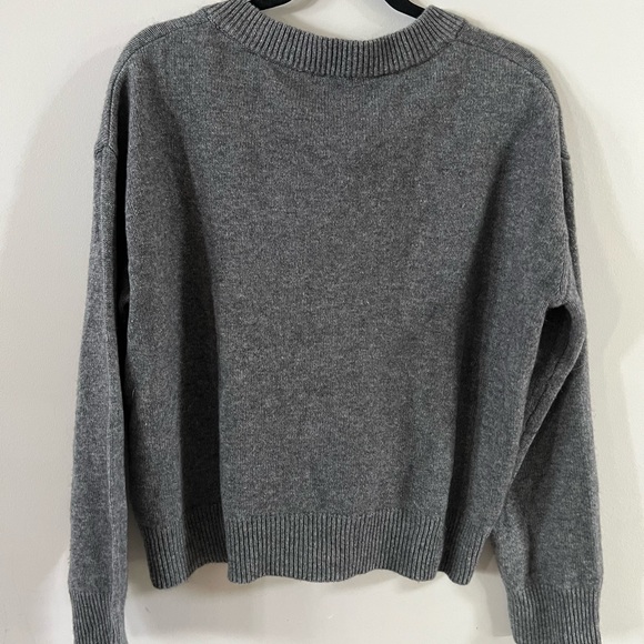 Rails cropped sweater with grey velvet ties. Wool and cashmere. Loose fit. - Picture 5 of 7